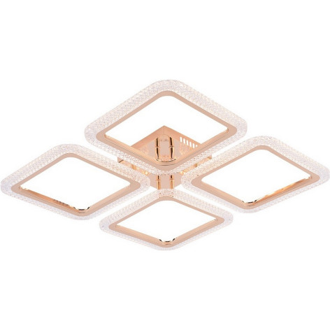 Люстра светодиодная 4 плафона 53,5*9см 104Вт 4680LM 45м2 3 цвета пульт золото хром Baizheng