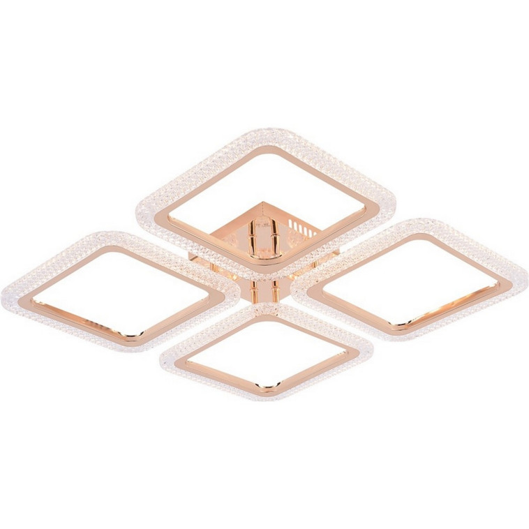 Люстра светодиодная 4 плафона 53,5*9см 104Вт 4680LM 45м2 3 цвета пульт золото хром Baizheng