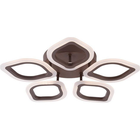 Люстра светодиодная 5 плафонов 54*8 см 60Вт 1800LM 25м2 3 цвета пластик пульт кофе Baizheng