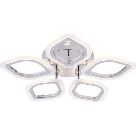 Люстра светодиодная 5 плафонов 54*8 см 60Вт 3060LM  25м2 3 цвета пластик пульт хром Baizheng