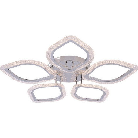 Люстра светодиодная 5 плафонов 77,5*9см 112Вт 5712LM 50м2 3 цвета пластик пульт хром Baizheng