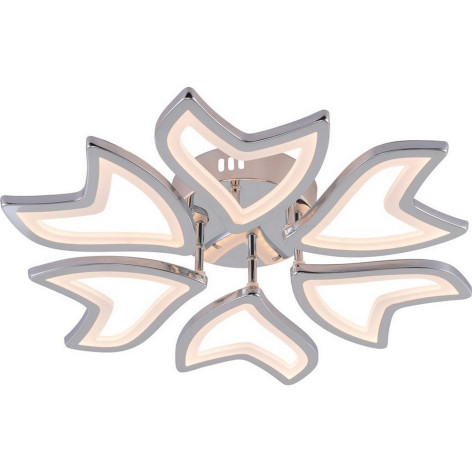 Люстра светодиодная 6 плафонов 49,5*7,5 см 120Вт 6120LM 50м2 3 цвета пульт хром Baizheng