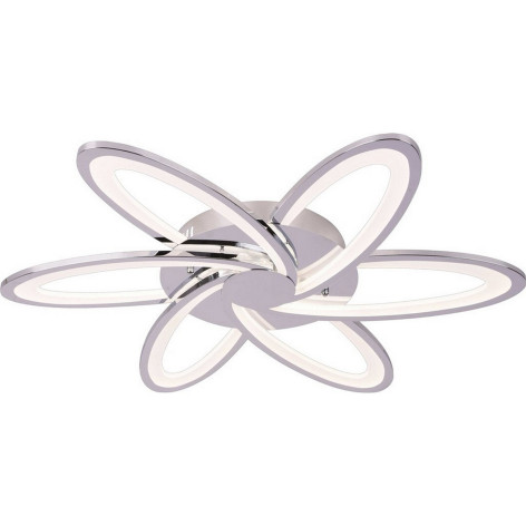 Люстра светодиодная 6 плафонов 68*8 см 152Вт 6840LM 55м2 мультицвет пульт хром Baizheng