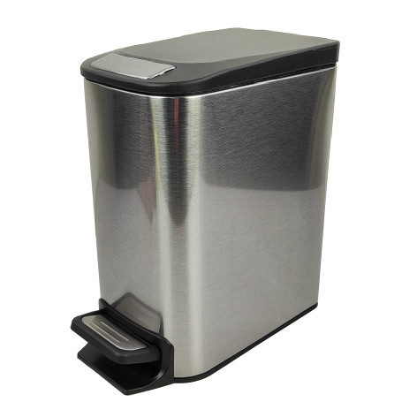 Ведро нержавеющая сталь для мусора 12 л круглое с педалью грецкий орех Baizheng
