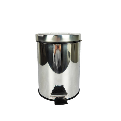 Ведро нержавеющая сталь для мусора 5 л 27х20,5х28 см круглое с педалью с вкладышем стальной Baizheng
