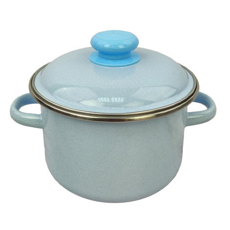 Кастрюля эмалированная 2 л пласт кнопка серо-голубая белая Стальэмаль