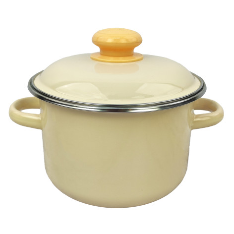 Кастрюля эмалированная 2 л пласт кнопка слоновая кость белая Стальэмаль