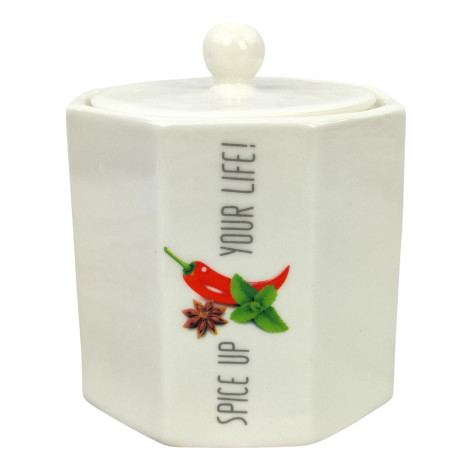 Банка фарфоровая 360 мл для меда дерев ложка под упак Коралл