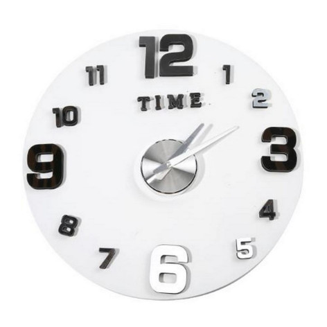 Часы пластиковые настенные 55х55 см самоклеящиеся Объемные цифры серебро глянец Baizheng
