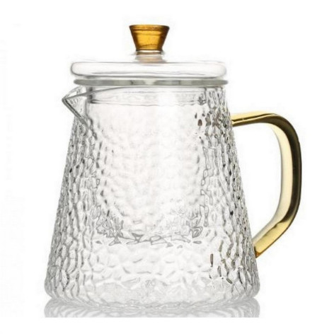 Чайник стеклянный заварочный  900 мл крышка стекло ситечко стекло прозрачно-золотой Baizheng