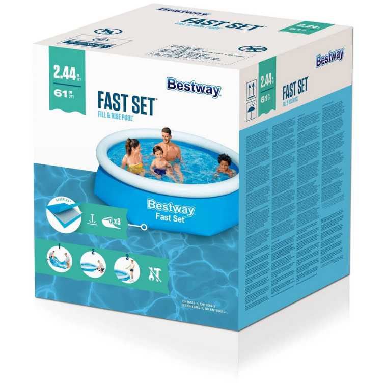 Фотография Бассейн с надувным бортом 244*61 см 1880 л 57448 Bestway