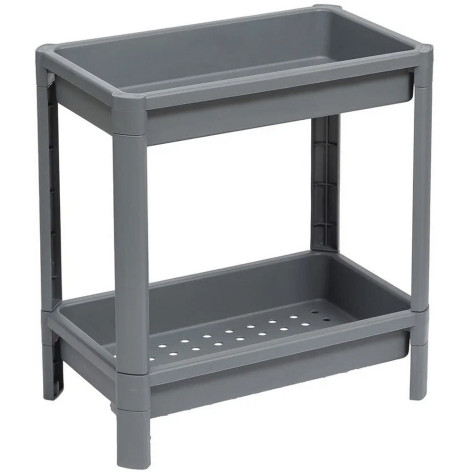 Этажерка пластиковая широкая 2-х ярусная серый 390х234х407 Vikea Violet