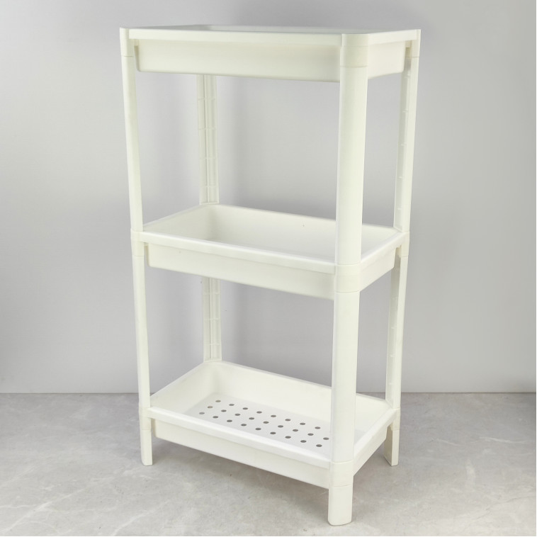 Фото Этажерка пластиковая широкая 3-х ярусная белый 390х234х707  Vikea Violet