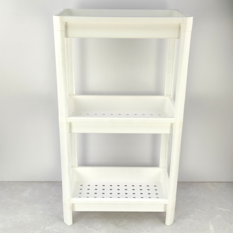 Изображение Этажерка пластиковая широкая 3-х ярусная белый 390х234х707  Vikea Violet