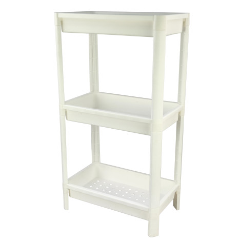 Этажерка пластиковая широкая 3-х ярусная белый 390х234х707  Vikea Violet