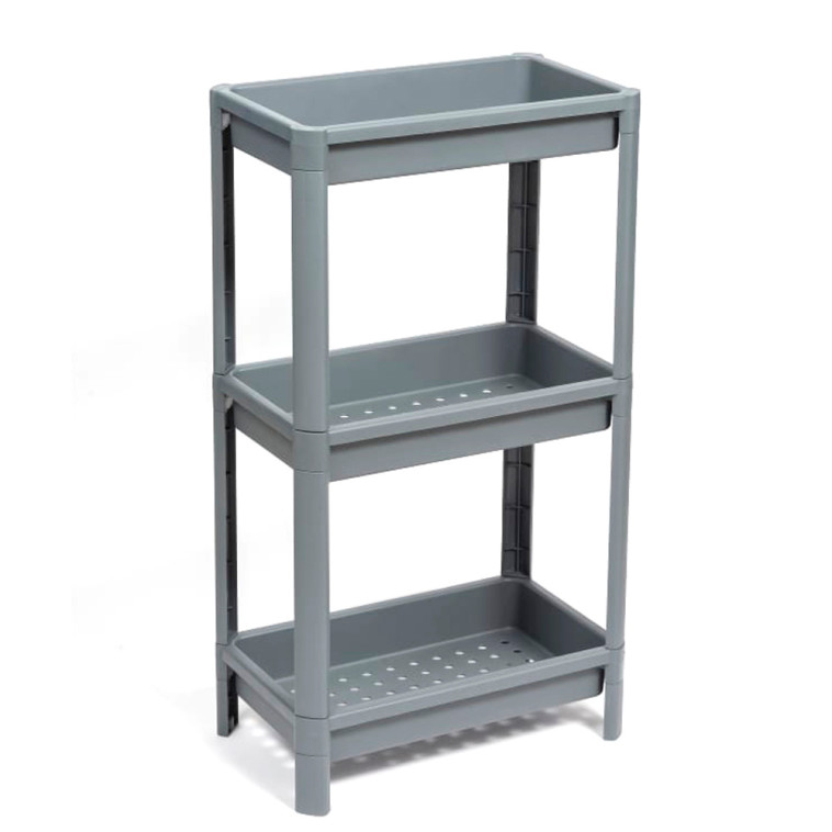 Этажерка пластиковая широкая 3-х ярусная серый 390х234х707  Vikea Violet