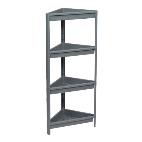 Этажерка пластиковая угловая 4-х ярусная серый Vikea Violet