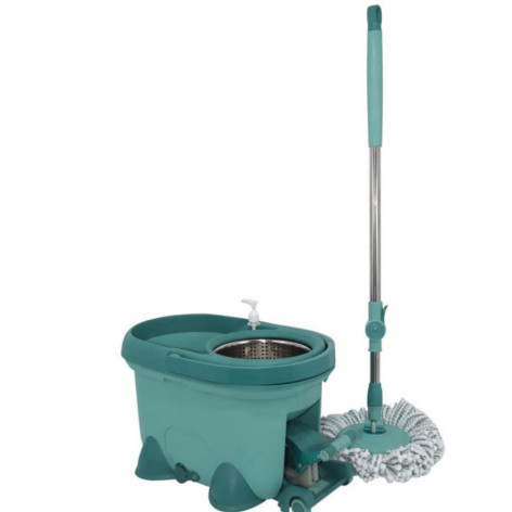 Набор ведро пластиковое с отжимом 12 л+ швабра металл 124 см 2 насад под упак зеленый Baizheng