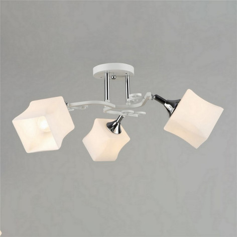 Светильник спот 3 плафона 58*24 см Е27 60Вт 12м2 плафон стекло белый Baizheng