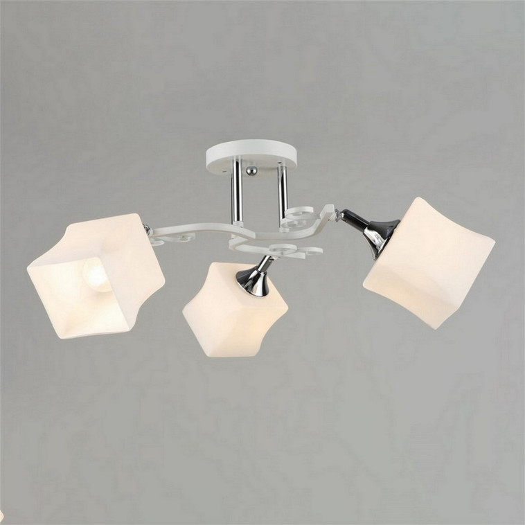 Светильник спот 3 плафона 58*24 см Е27 60Вт 12м2 плафон стекло белый Baizheng