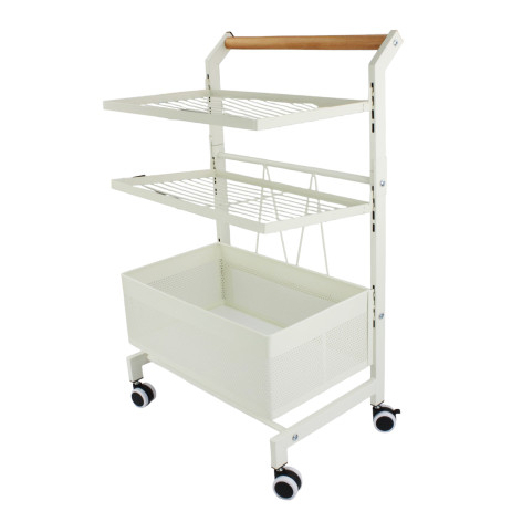 Этажерка металлическая 3-х ярусная 42х32х69 см на колесах белый Baizheng
