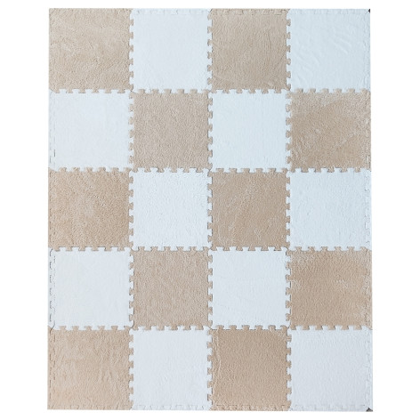 Коврик-пазл 20 шт 30*30*1 см махровый белый бежевый BZ-EVA06/01 Baizheng