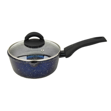 Ковш алюминиевый  1,5 л стекл крышка под упак Сияние Blue Горница