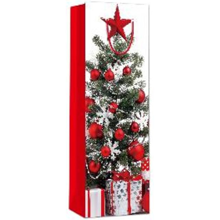 Пакет бумажный подарочный 12*9*36 см Новогодняя елка Там там