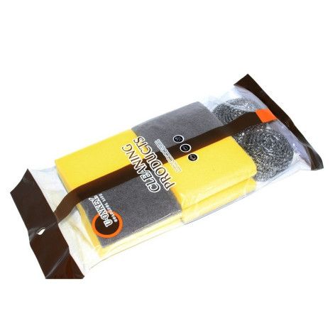 Губка поролоновая для посуды 4 шт профильная + 2 шт металлические спиральные микс Baizheng