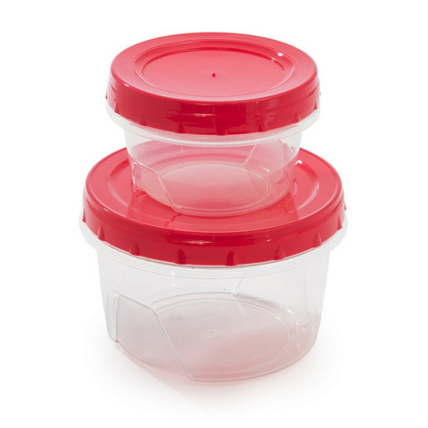 Набор пластиковых банок 2 шт с закручивающейся крышкой 0,3 л, 0,7 л Полимербыт