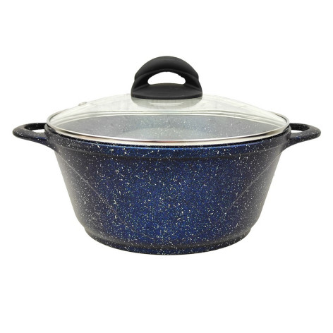 Кастрюля алюминиевая  3 л стекл крышка под упак Универсальная Гранит Горница