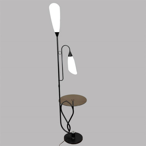 Торшер 2 плафона 178*38*40 см Е27 60Вт 9м2 со столиком пластик черный Baizheng Торшер 2 плафона 178*38*40 см Е27 60Вт 9м2 со столиком пластик черный Baizheng