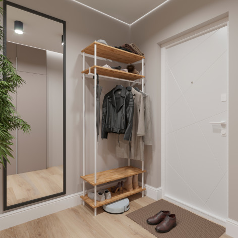 Вешалка металлическая гардеробная 110х38,5х137 см белый полки Скандинавия 1 ЗМИ Вешалка металлическая гардеробная 110х38,5х137 см белый полки Скандинавия 1 ЗМИ