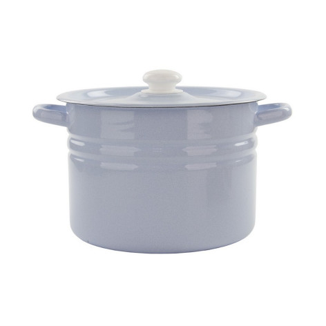 Кастрюля эмалированная 8 л пласт кнопка серо-голубой Стальэмаль