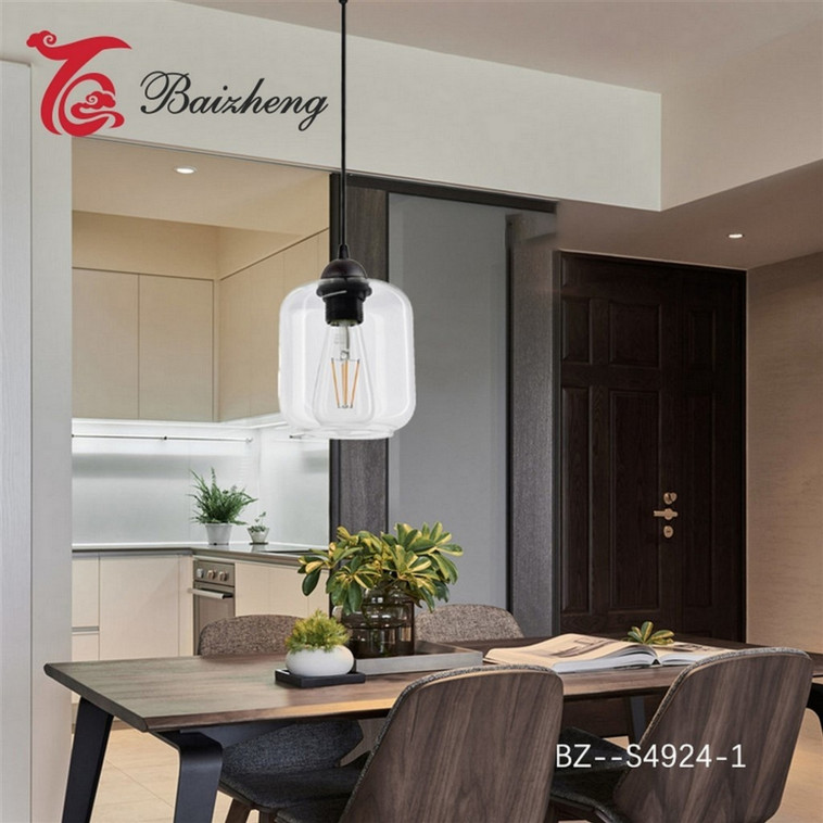 Люстра кухонная 1 плафон 16*14*100 см Е27 60Вт 4м2 плафон стекло черный Baizheng