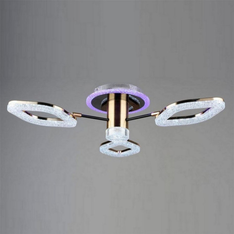 Люстра светодиодная 3 плафона 80*19 см 70Вт 8750LM 20м2 3 цвета прилож пульт черный Baizheng