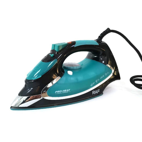 Утюг 2,4 кВт керамическая подошва 0,28 л вертикальное отпаривание черно-зеленый Raf