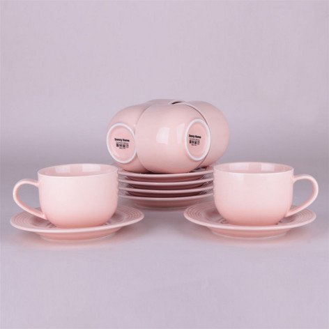 Набор фарфоровый чайный 12 предметов 220 мл под упак Золотой лед Коралл