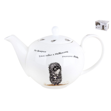 Чайник фарфоровый заварочный 1200 мл под упак Ежик в тумане Коралл