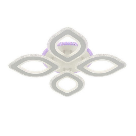 Люстра светодиодная 4 плафона 51*9 см 96Вт 3300LM 15м2 3 цвета прилож пульт белый Baizheng