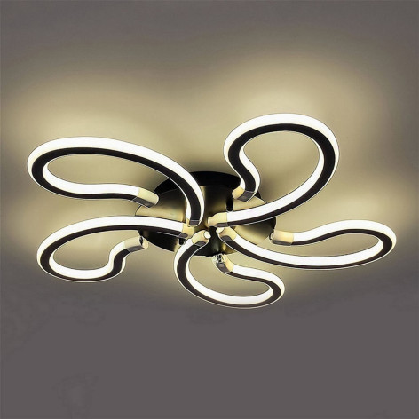 Люстра светодиодная 5 плафонов 57*13 см 200Вт 14000LM 20м2 3 цвета прилож пульт черный Baizheng