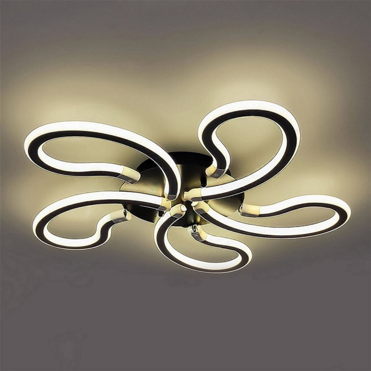 Люстра светодиодная 5 плафонов 57*13 см 200Вт 14000LM 20м2 3 цвета прилож пульт черный Baizheng