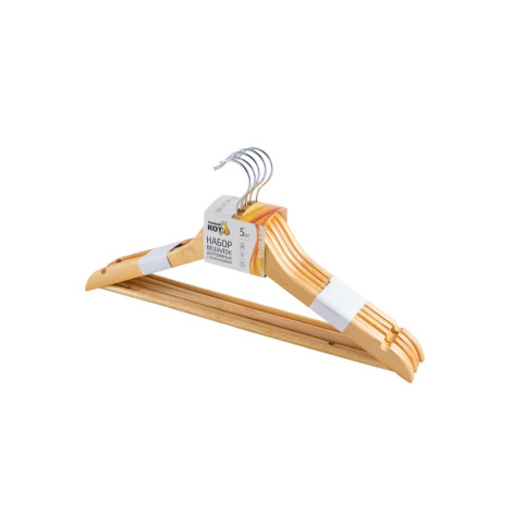 Вешалка деревянная для одежды 45*23*1 см 5 шт перекладина дерево Рыжий кот