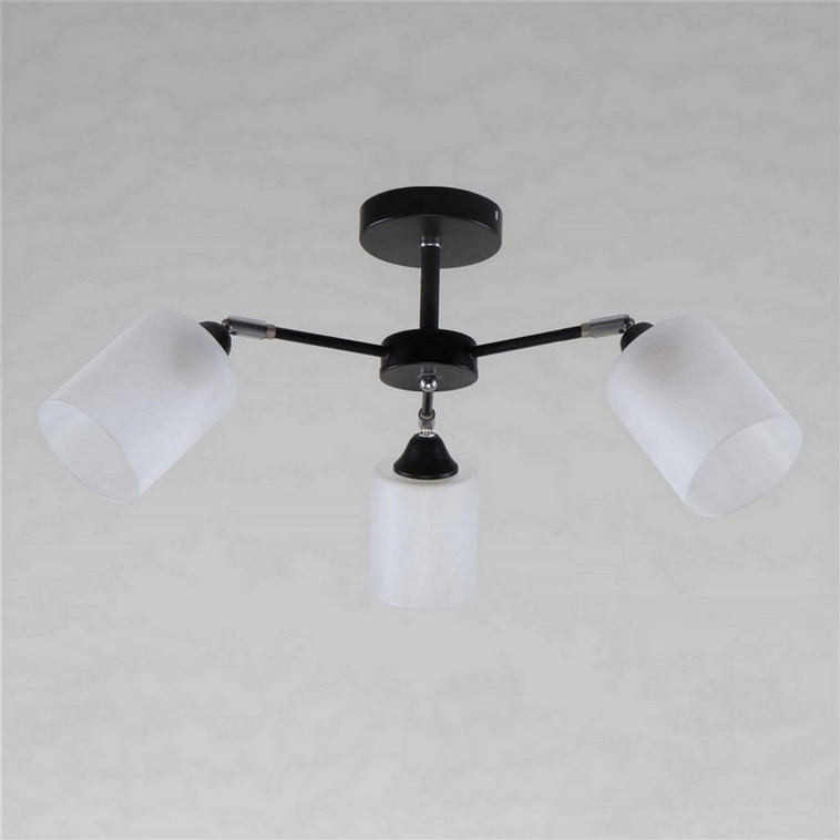 Светильник спот 3 плафона 62*62*26 см Е27 60Вт 12м2 плафон стекло черный Baizheng