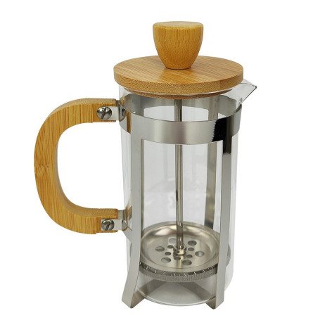 Френч-пресс стеклянный 350 мл дерев подставка и крышка прозрачно коричн Baizheng