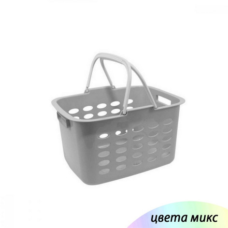 Корзина пластиковая 30 л 440х320х260 мм длинные ручки в ассортименте Baizheng