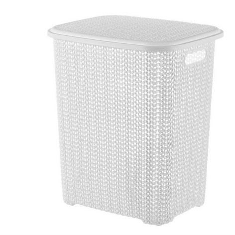 Корзина пластиковая для белья 60 л 375х450х535 мм с крышкой белый Вязь Violet