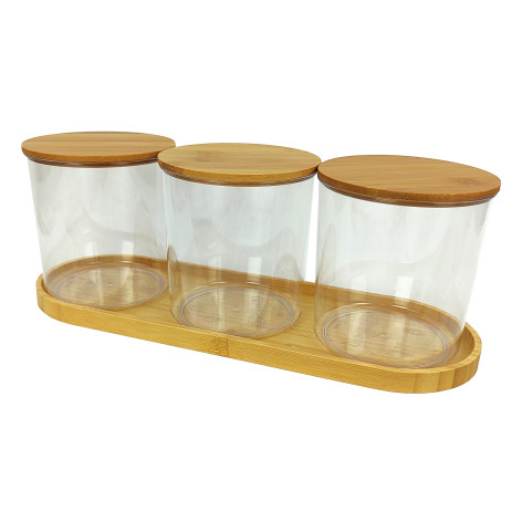 Набор пластиковых банок 3 шт бамбук крышка подставка Бамбук Альтернатива