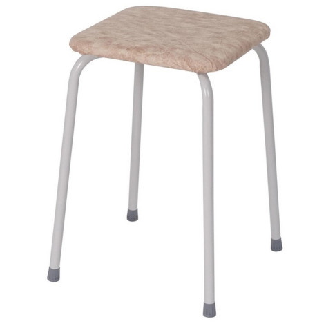 Табурет металлический 460х460х470 мм 150 кг квадратный бежевый Пенёк легкий ЗМИ