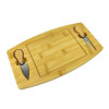 Мини фото Блюдо деревянное 19*33*1,5 см для сыра бамбук доска нож вилка BZ-SD03 Baizheng
